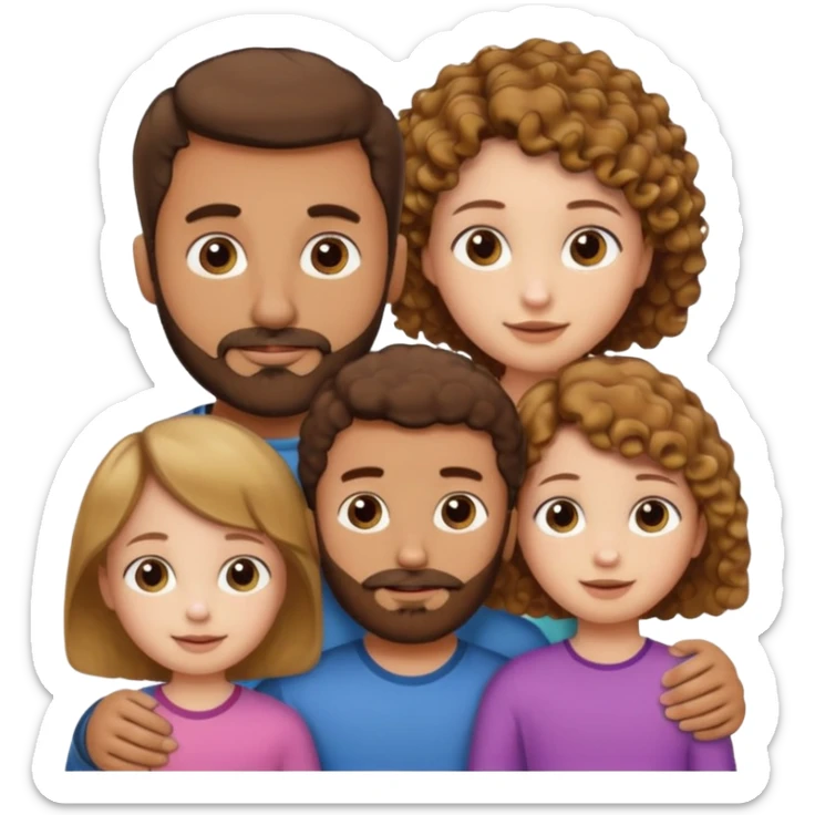 Brown dad with a short straight hair cut and stubble beard with his two daughters bone who is 5 and has blone brown curly hair and one who is smaller who has curly hair brown sticker