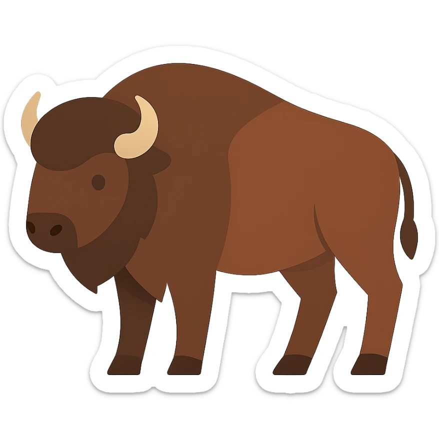 Flat design style bison sticker
