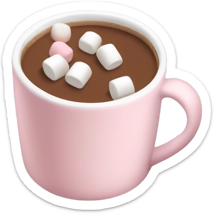 Light Pink mug of hot chocolate with marshmallows  sticker