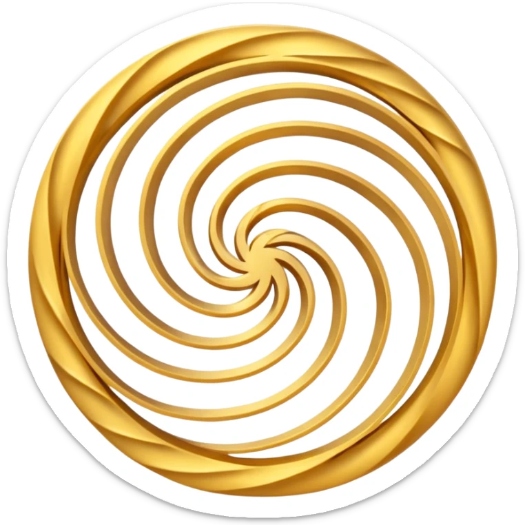 A smooth circular swirl of gold energy lines wrapping around the AYNI Gold logo at the center. Flat vector look, clean edges, and the phrase “AYNI Gold” subtly embedded in the swirl pattern. sticker