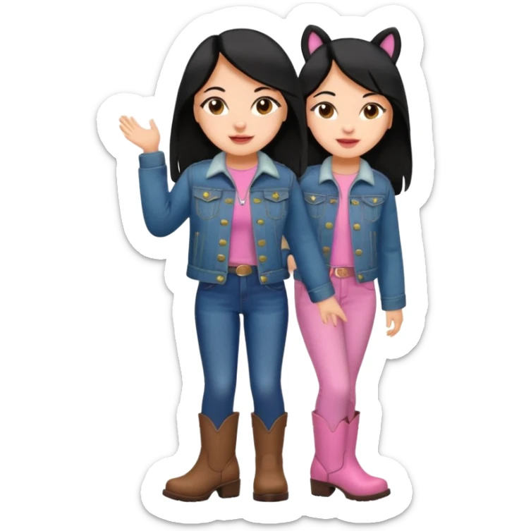 Gordita, ojos pequeños de color cafe oscuro, labios pequeños y rosados, piel trigueña, orejas pequeñas, cabello largo lazio y negro, pequeña. cuerpo completo. vestida con saco de lana jean y botas color café. No le pongas orejas sticker