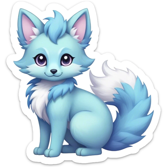 Kawaii dark fantasy ethereal anthro fursona Fakemon with tufted tail  sticker