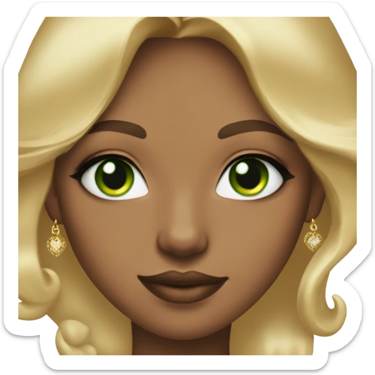 gorgeous blonde girl cat eye green eyes gold jewlery sticker