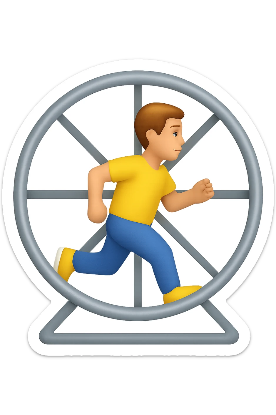 Uomo che corre dentro la ruota del criceto emoji style iphone  sticker