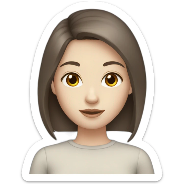 girl with brown hair and pale skin and grey eyes sticker