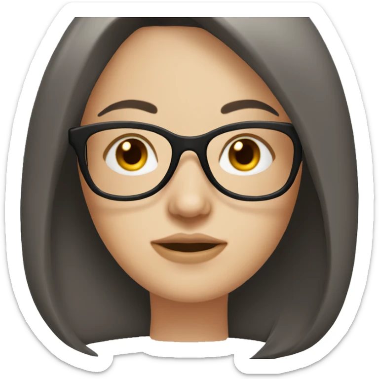 White girl with straight dark hair, wearing eyeglasses  sticker