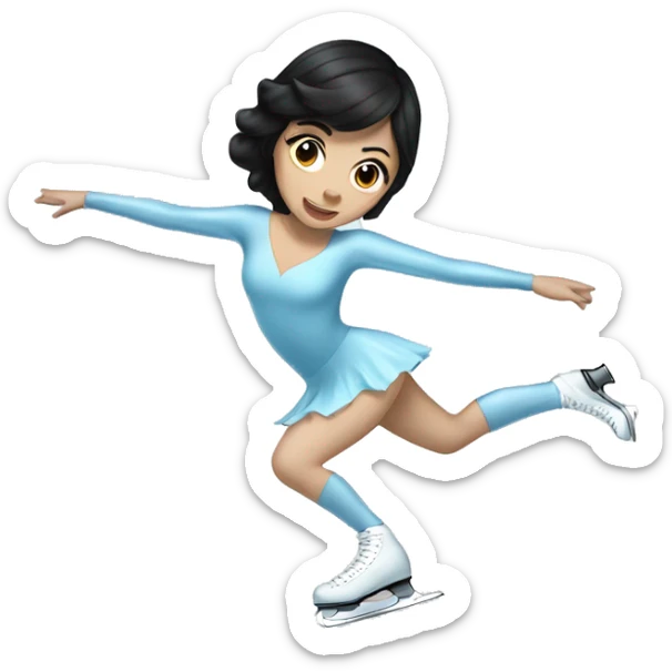 ice skater with black hair and pale skin skating trough the ice sticker