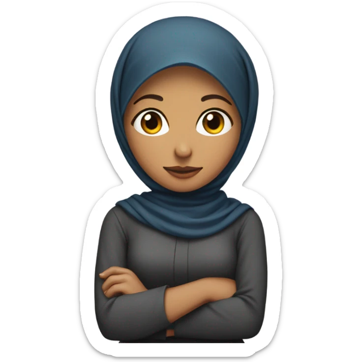 half body of a career woman wearing a hijab with her arms crossed over her chest sticker