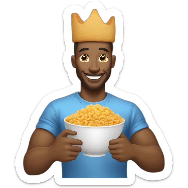 man with a cereal bowl on his head making a thumbs up in streetwear sticker