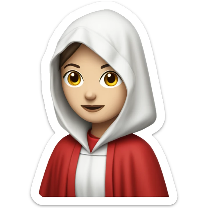 only one brunette caucasian handmaid in a completely red robe with red hood  sticker
