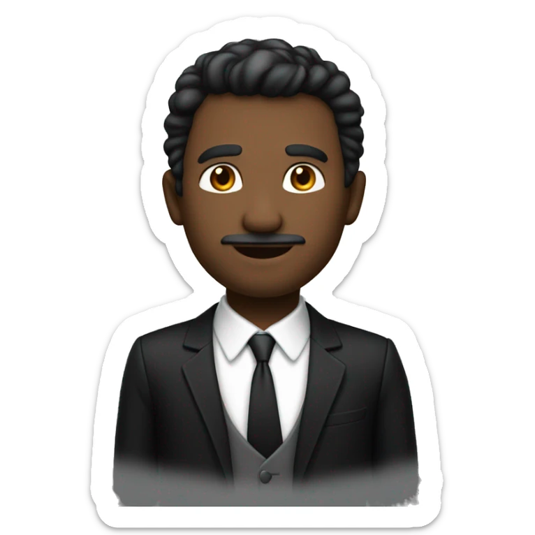 man character in black suit facing us, straight, 30 years, white skin, gentleman sticker