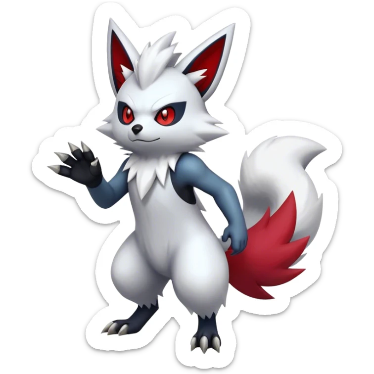 Epic Shiny Edgy Zangoose-Zorua-Pokemon-fakemon-hybrid-animal Full Body  sticker