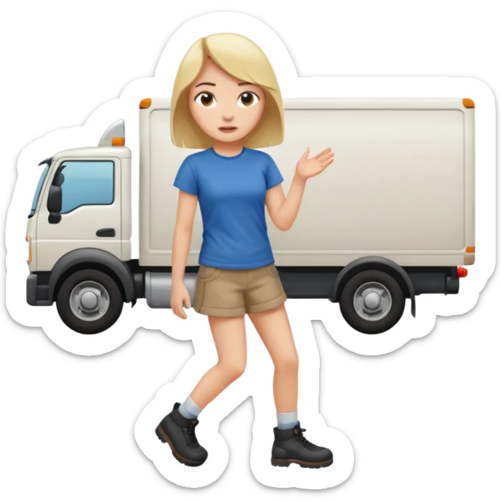 A truck hitting a girl and about to fall girl in 70 degree  sticker