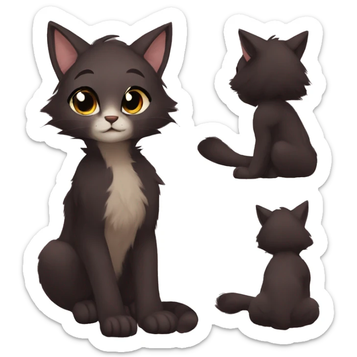 Anthro Shy Cute Cool Edgy Pretty Dark Brown Furry Feline Animal Anthro Sona sticker
