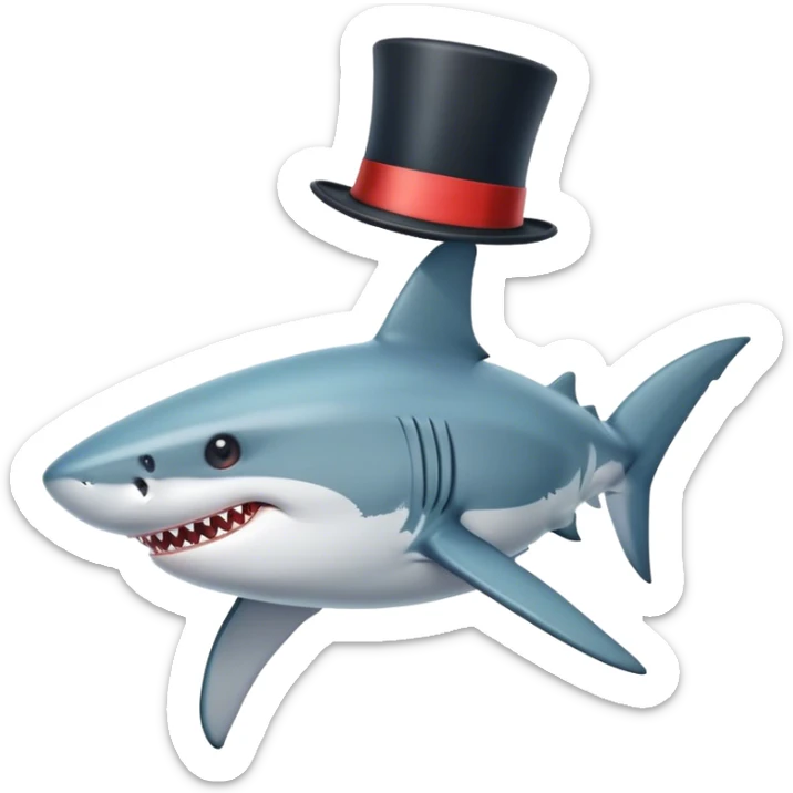 Shark with a top hat sticker