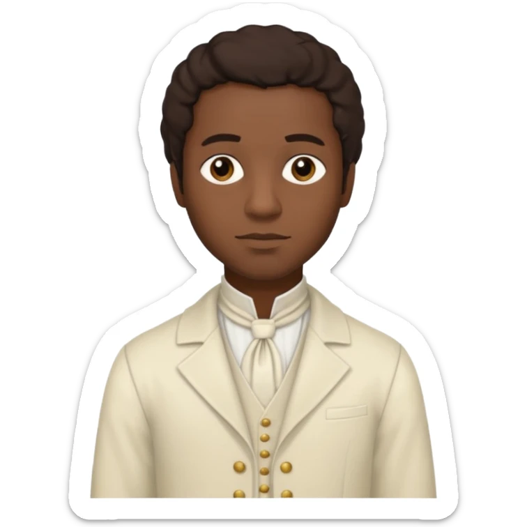 Solomon Northup from 12 Years of Slave with dark brown hair, cream outfit sticker