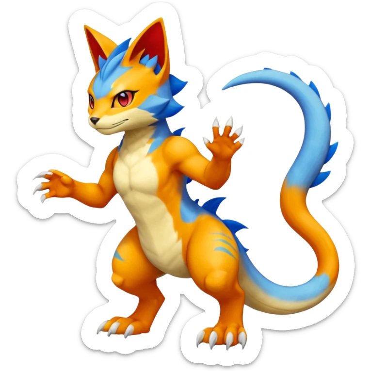 Gabite-Veemon-Digimon-Peppercat-Pokémon-Flamedramon-fusion-animal-hybrid-creature, Full body  sticker