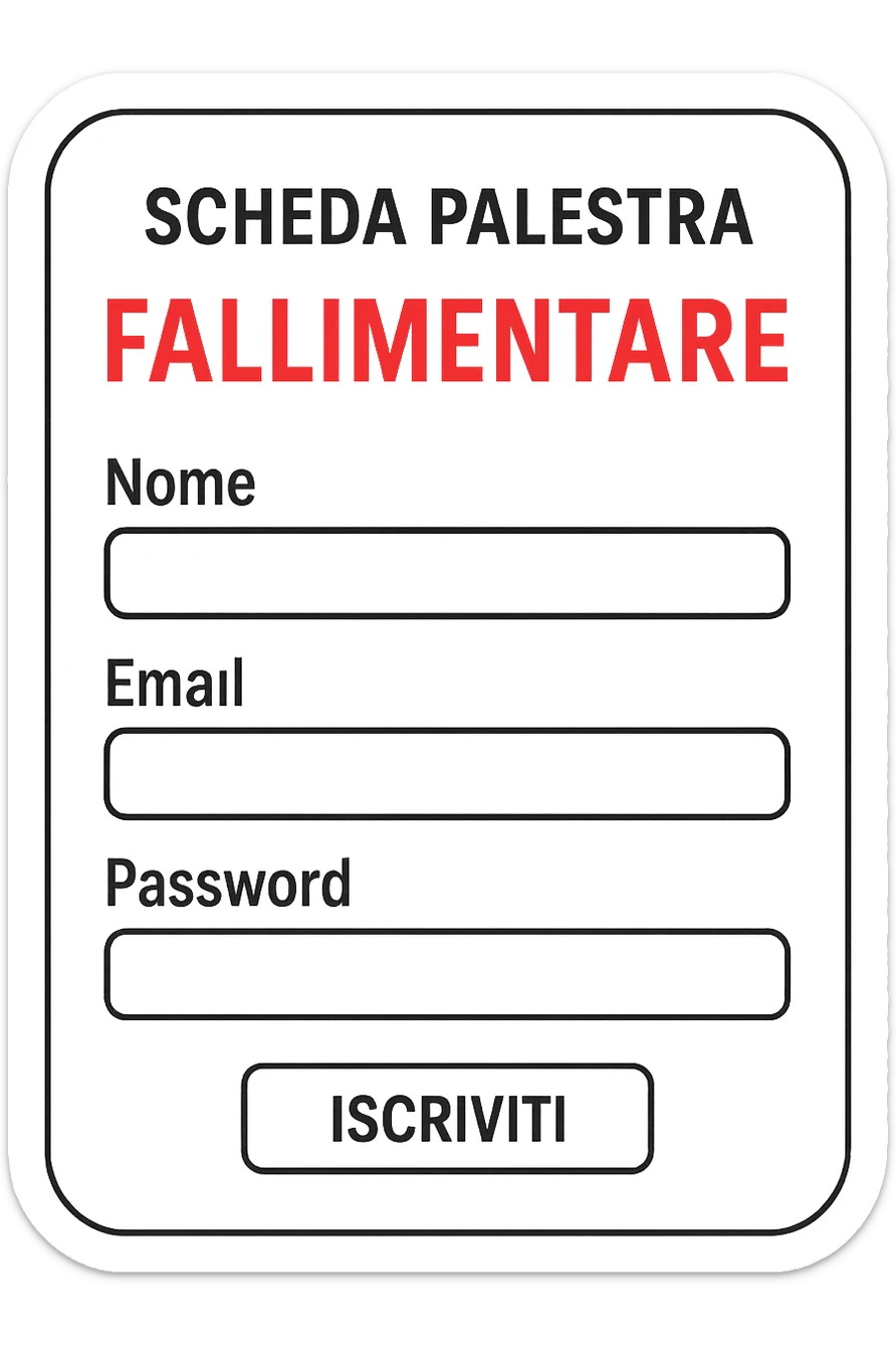 Scheda online palestra fallimentare  che non va bene foglio in italiano sticker