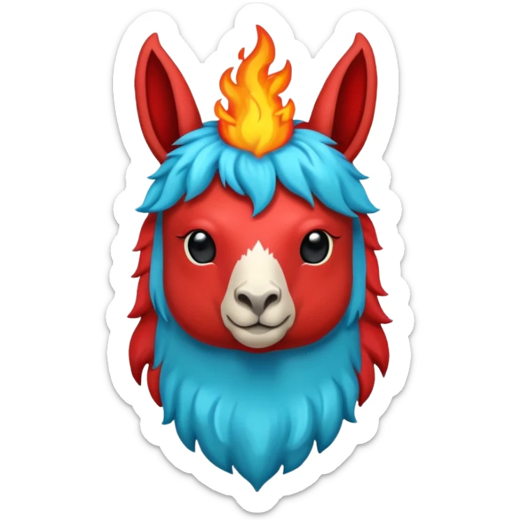 Hazme el corazón rojo y con fuego y que la llama sea azul verdoso sticker