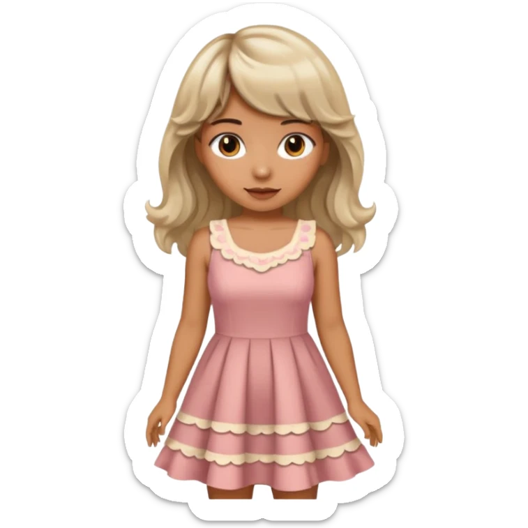 latina lady in a cute dress with bleached and brown wavy hair with bangs sticker
