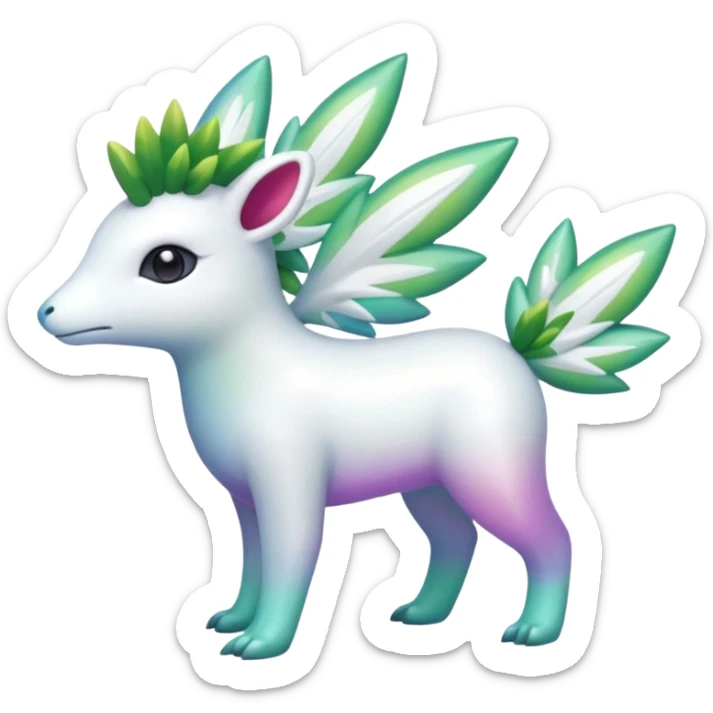 Shiny Iridescent Helioptile-Amaura-Shaymin-Fakémon-hybrid-creature (full body)  sticker