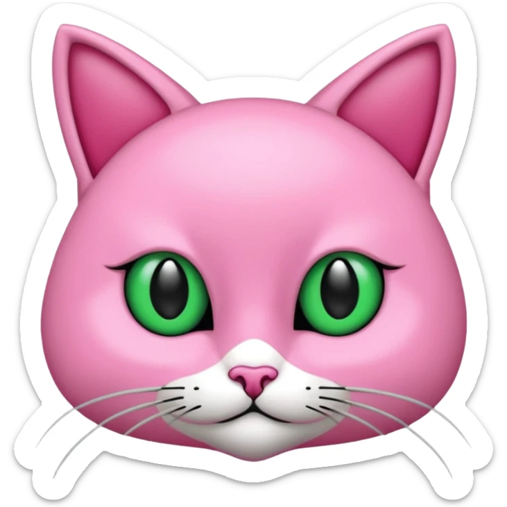 Bir siyah renkli kedi gözleri yeşil ve oturuyor boynunda tasma pembe var sticker