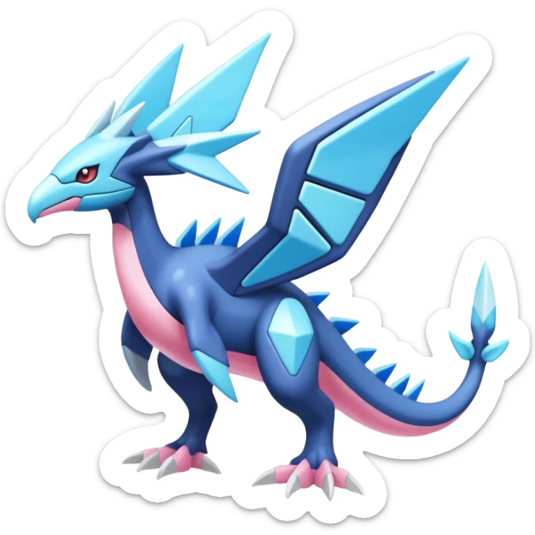 Futuristic Glowing Shiny Neon Pastel Helioptile-Diancie-Kyurem-Dialga-Latios-Miraidon-Pokémon, full body sticker