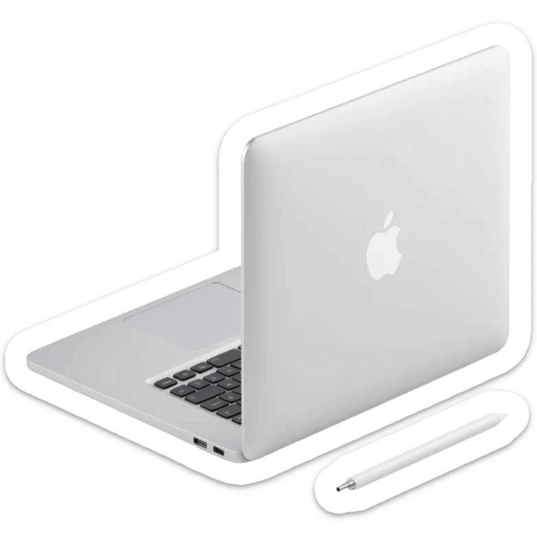 realistic MacBook laptop, side profile, thin and sleek, skeuomorphism style sticker