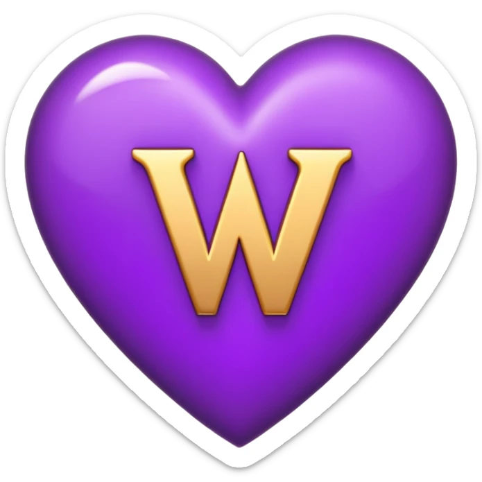 The Letter “w” inside a Purple Heart sticker