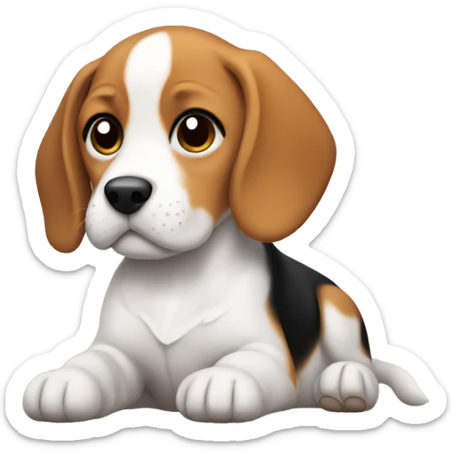 Beagle puppy laying  sticker