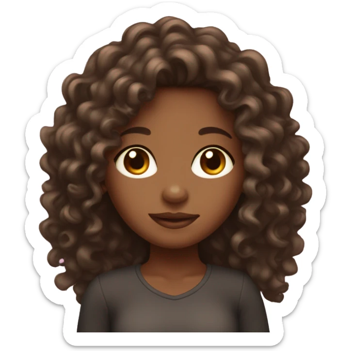 Brown skin girl with long curly hair sticker