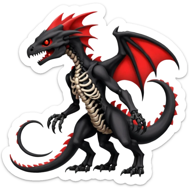 Edgy Cool Badass Evil Skeletal Salandit-Duskull-Zekrom-Nargacuga-fusion (full body) sticker