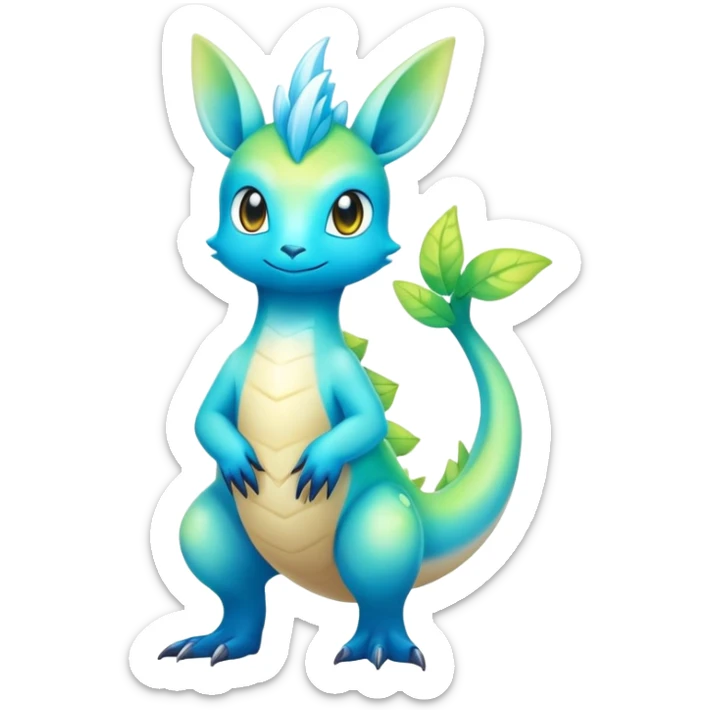 Shiny Exotic Colorful Amaura-Aurorus-Fakémon-hybrid-creature (full body)  sticker