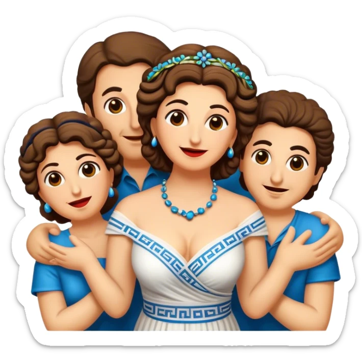 Cinematic Realistic My Big Fat Greek Wedding Pop Culture Emoji, depicting a vibrant celebration of Greek culture rendered with lively textures and festive lighting. sticker