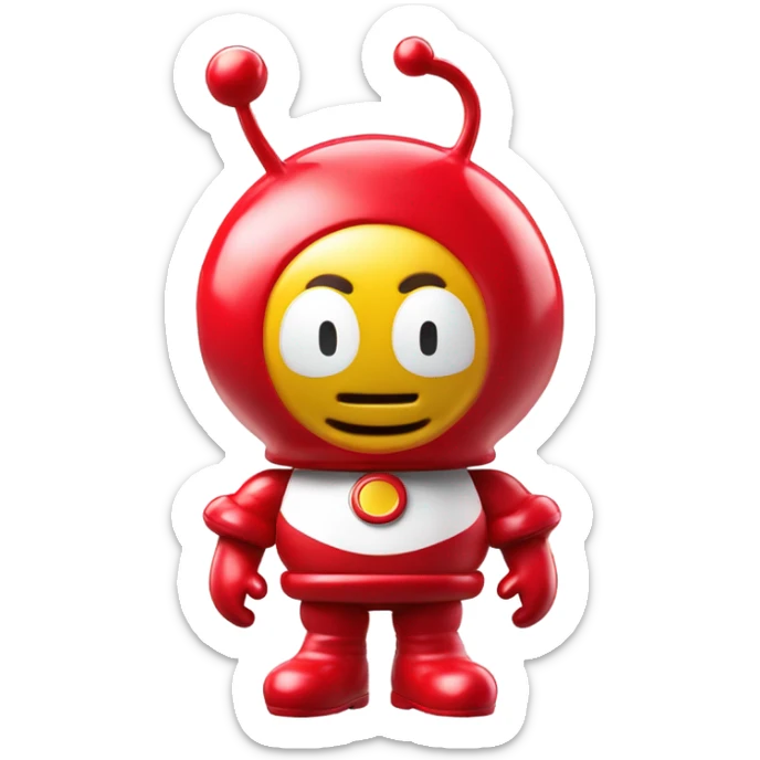 Very shiny full body pill medical Anpanman with big boots and antennae red and white colors only sticker