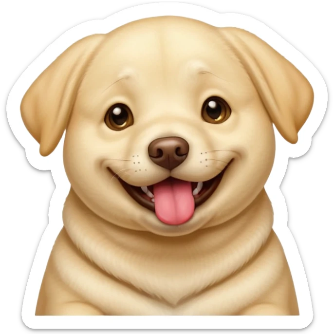 Light yellow English Labrador retriever big tongue chubby face happy playing sticker