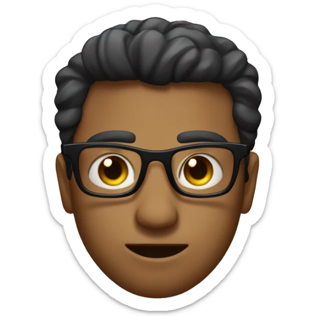 Hombre con lentes, cara larga y pelo bien corto. ojos negros sticker