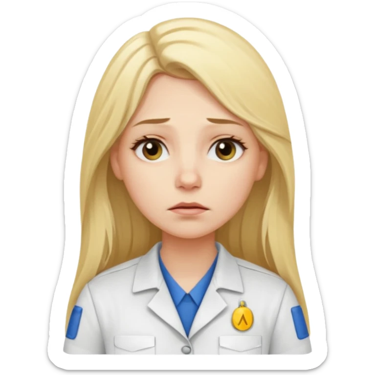 tired blond woman with long hair. she should look like she works in the ffcie  sticker