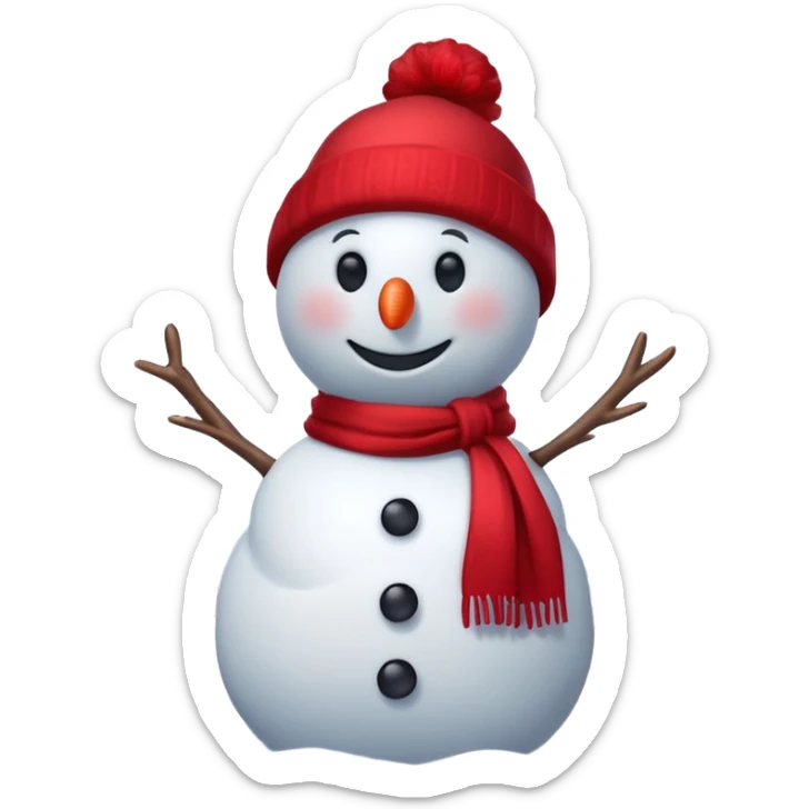 a snowman in a red scarf with the SW logo and a red New Year's hat sticker