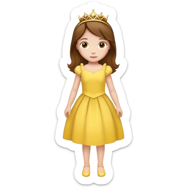 minimal simple princess with yellow dress and brown hair sticker
