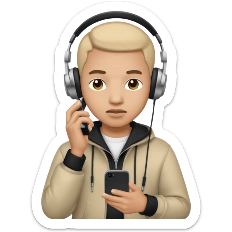 music artist with phone in his hand and being lil cautios sticker