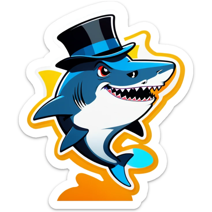 Shark with a top hat sticker