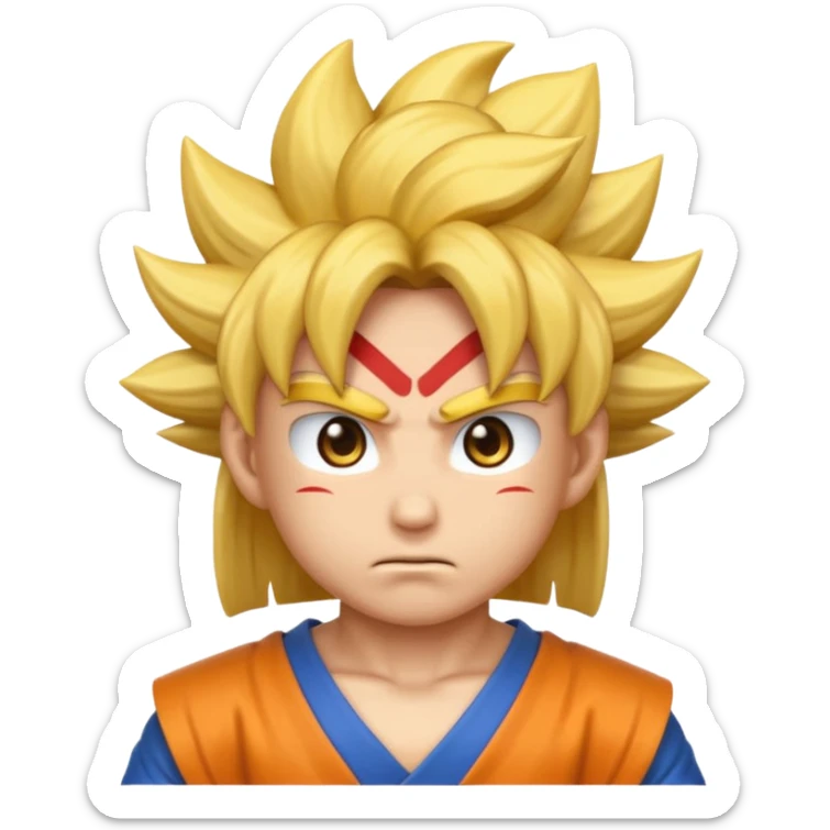 Emoji San goku plus petit niveau image , concentrer comme avant un combat contre un adversaire, maintenant fais moi un emoji que je peux utiliser pour Instagram  sticker