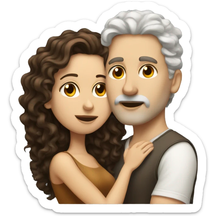 White Man with brown hair kissing white woman with long dark curly hair sticker