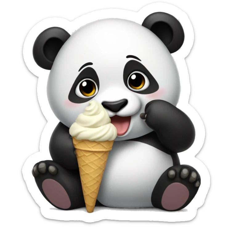 Panda eating ice cream sticker