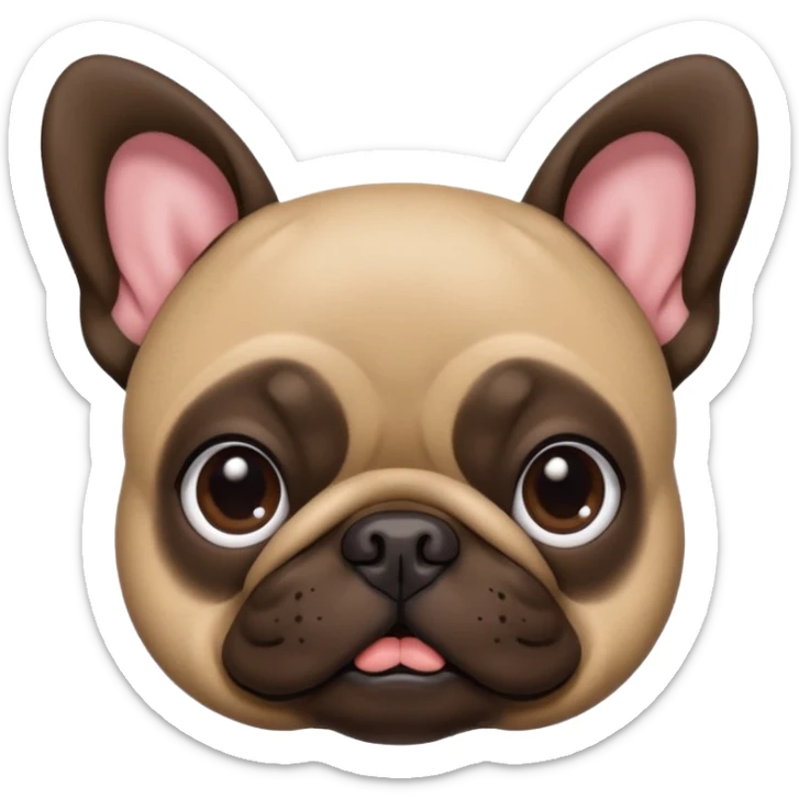 Dark Brown (pug crossed with french bulldog) dog I'd like a 3D emoji sticker