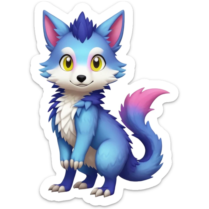  Colorful Kawaii Sergal-Trico FurSona Fakemon Full Body sticker