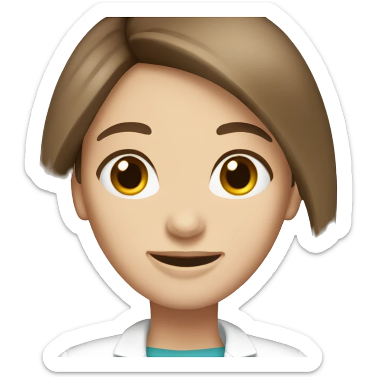 brown hair brown eyes long straight hair white skin woman dentist sticker