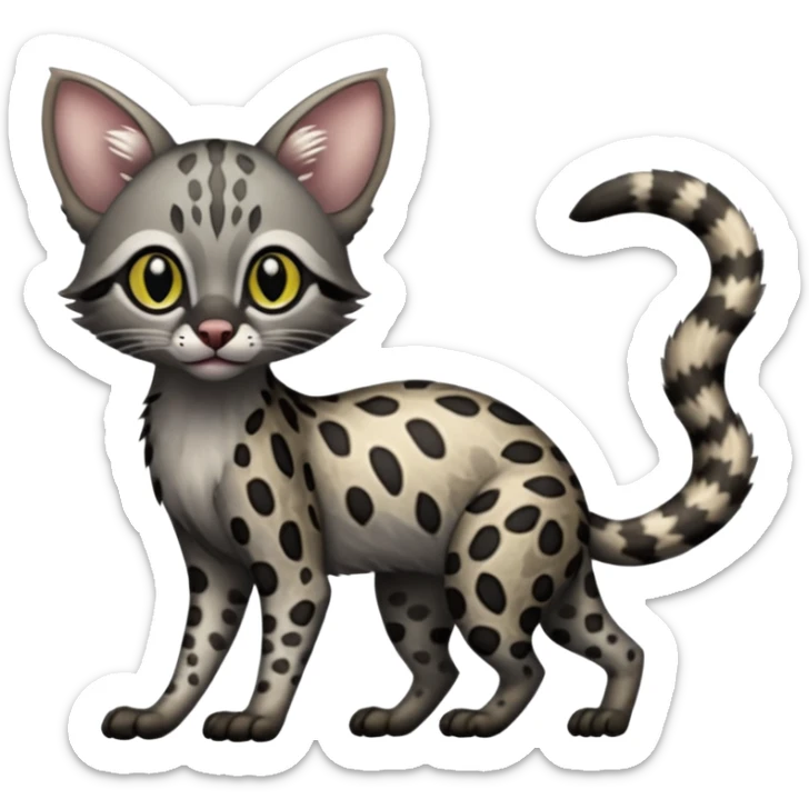 Margay-Lykoi-Genet-fusion-hybrid-animal-creature, full body sticker