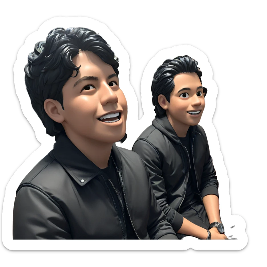 boys in black jackets indoors sticker